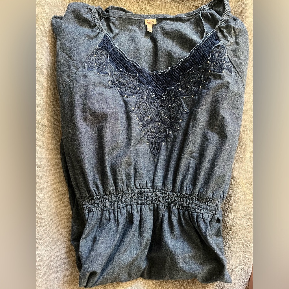 Reba Blue Denim Tiered Ruffled Dress - Picture 4 of 8
